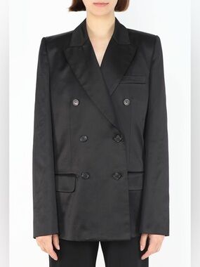 New w/ Tags Khaite The Nathan Double Breasted Cotton Blend Satin Blazer size 2